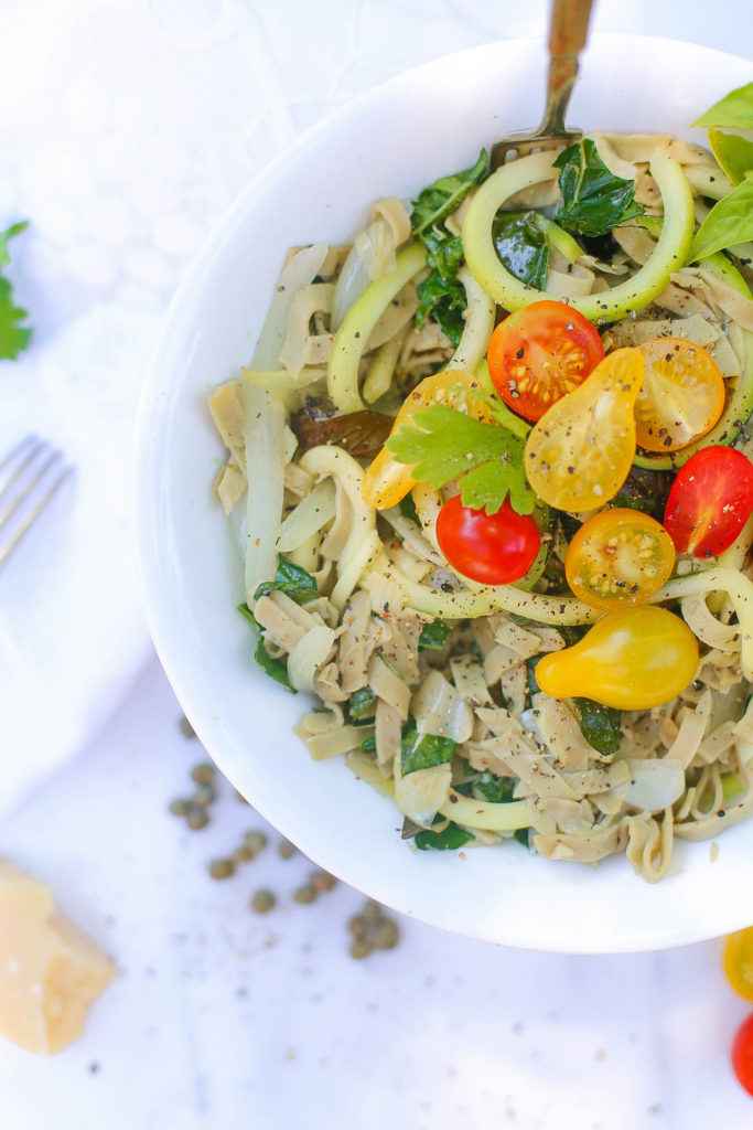 artichoke edmame & mung bean noodle pasta