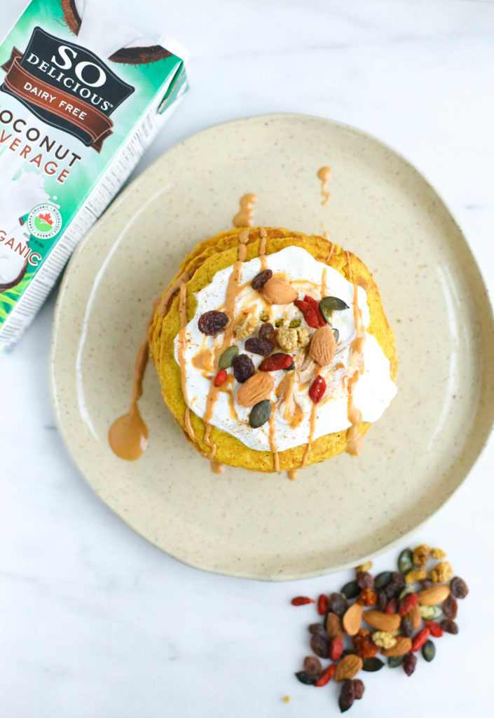 gluten-free, dairy-free, vegan, flourless, healthy, turmeric, cinnamon, breakfast, pancakes