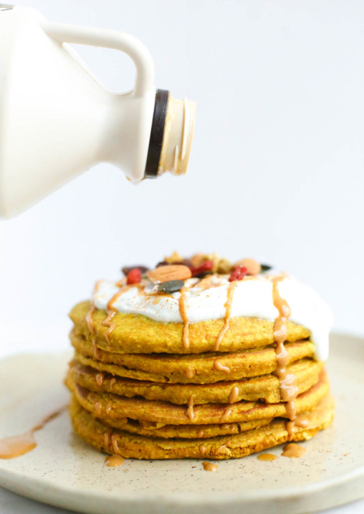 gluten-free, dairy-free, vegan, flourless, healthy, turmeric, cinnamon, breakfast, pancakes