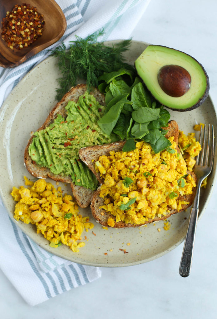 chickpea, scramble, breakfast, healthy recipes, vegan, gluten-free, dairy-free, turmeric, miso