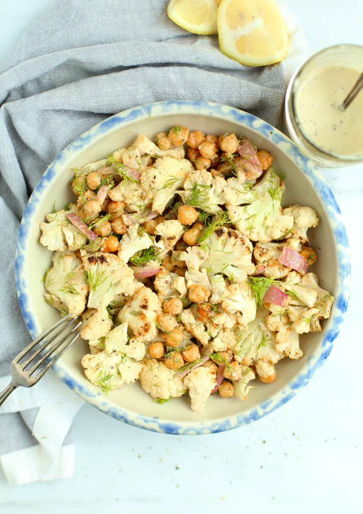 cauliflower, vegan, salad, tahini, lunch, dinner, healthy recipes, gluten-free, dairy-free, low calorie