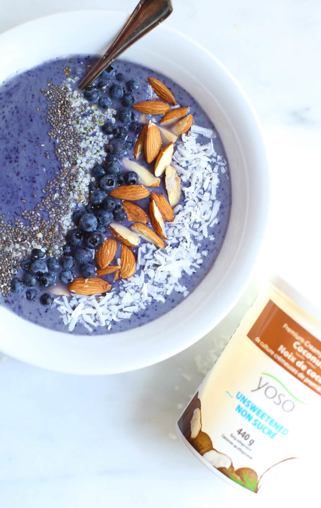 bananaless, blueberry, maca, vegan, smoothie bowl