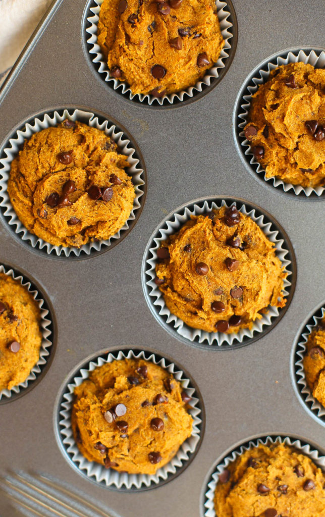 buckwheat pumpkin spice chocolate chip muffins