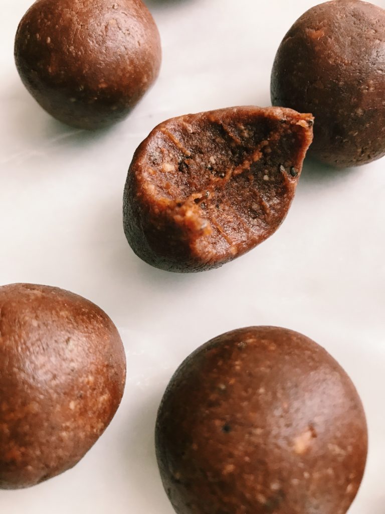 cacao, chia, energy fat balls