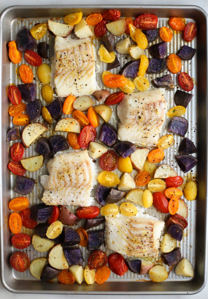 one pan, cod, baked, vegetables, 30 minute