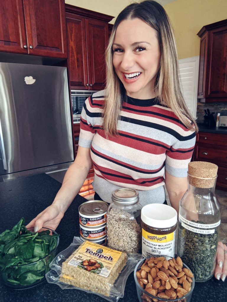 Natalie Pupo with ingredients in the kitchen